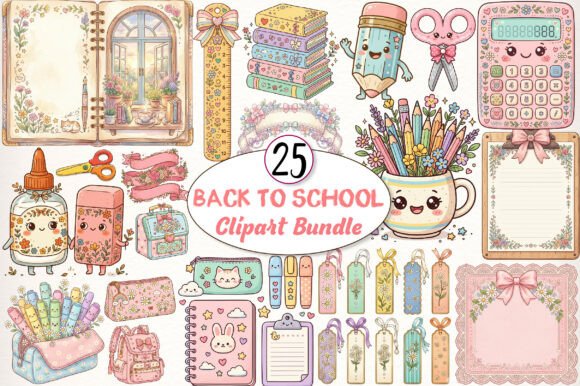 Download Watercolor Kawaii Back to School Clipart - Back to school clipart Collection