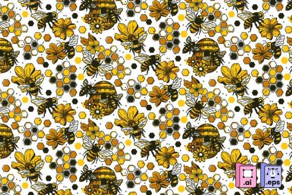 Download Golden Honey Bee Pattern - Bee pattern Collection