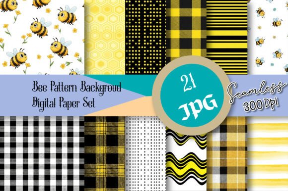 Download Bee Pattern Backgroud Digital Paper Set - Bee pattern Collection