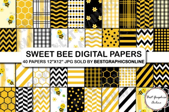 Download Bee Pattern Backgroud Digital Paper Pack - Bee pattern Collection
