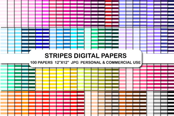 Download 100 Horizontal Stripes Digital Paper Set - Horizontal stripes digital paper Collection