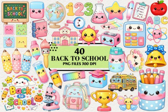 Download Kawaii Back to School Clipart Bundle - Back to school clipart Collection