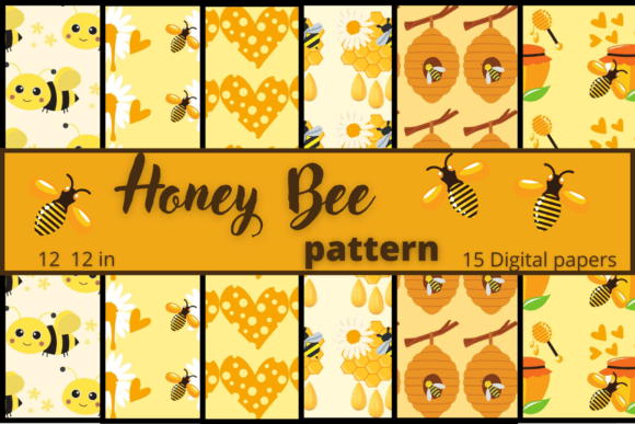 Download Honey Bee Pattern Digital Papers - Bee pattern Collection